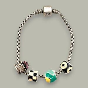 Vintage Sterling Silver 925 Chamilia Charm Bracelet 7.5 Inch
